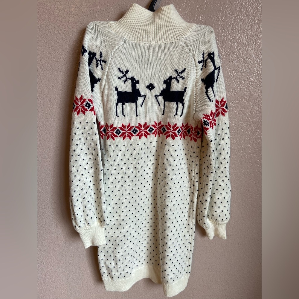Girls Janie and Jack reindeer sweater dress